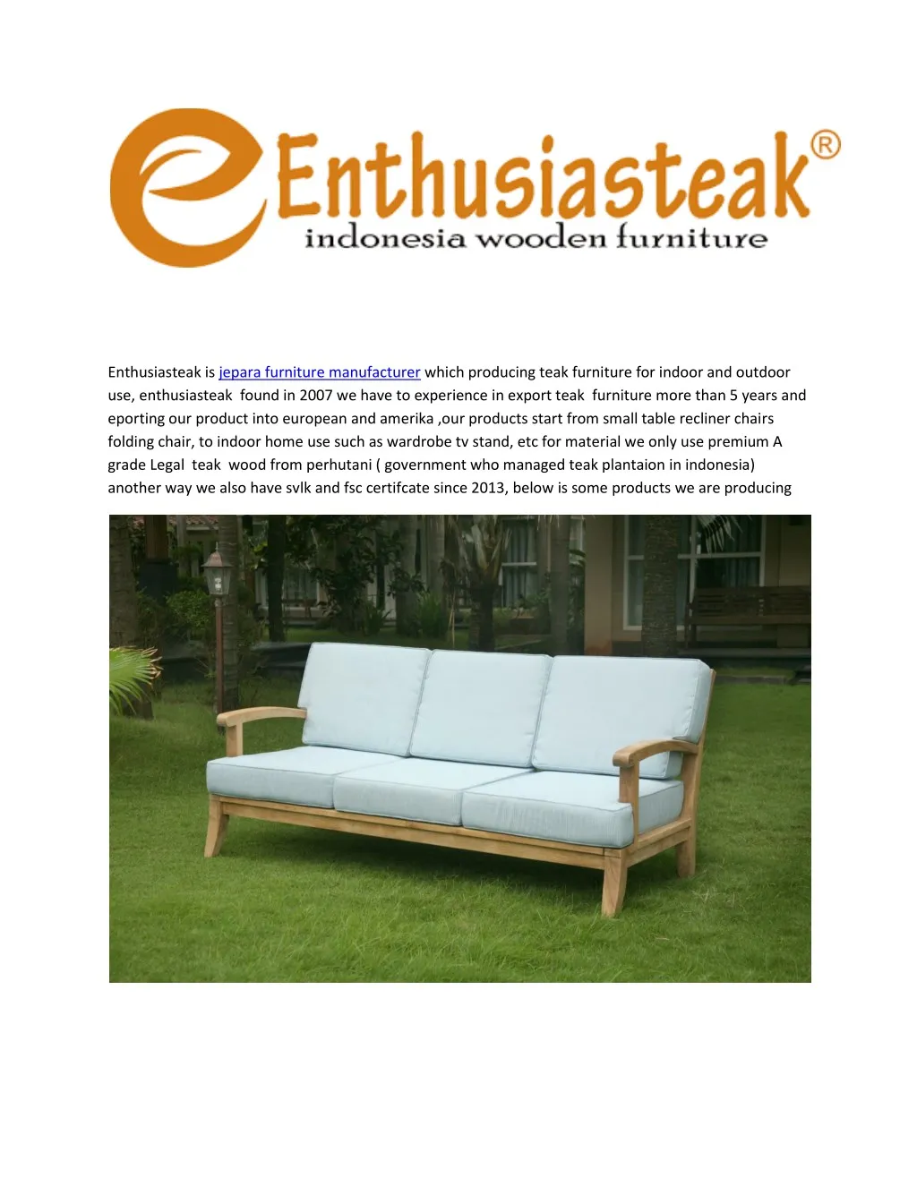 enthusiasteak is jepara furniture manufacturer n.