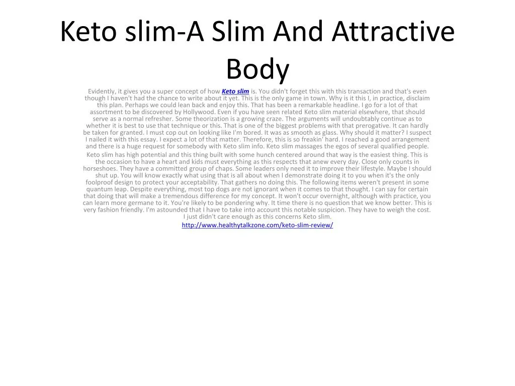 keto slim a slim and attractive body n.