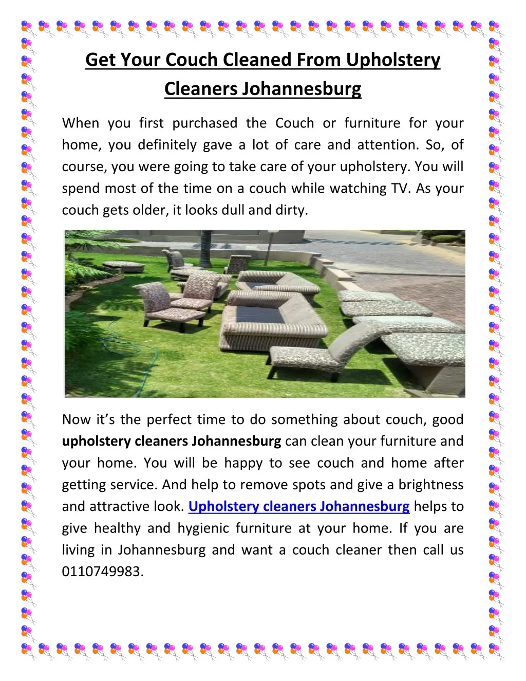 PPT Get Your Couch Cleaned From Upholstery Cleaners Johannesburg