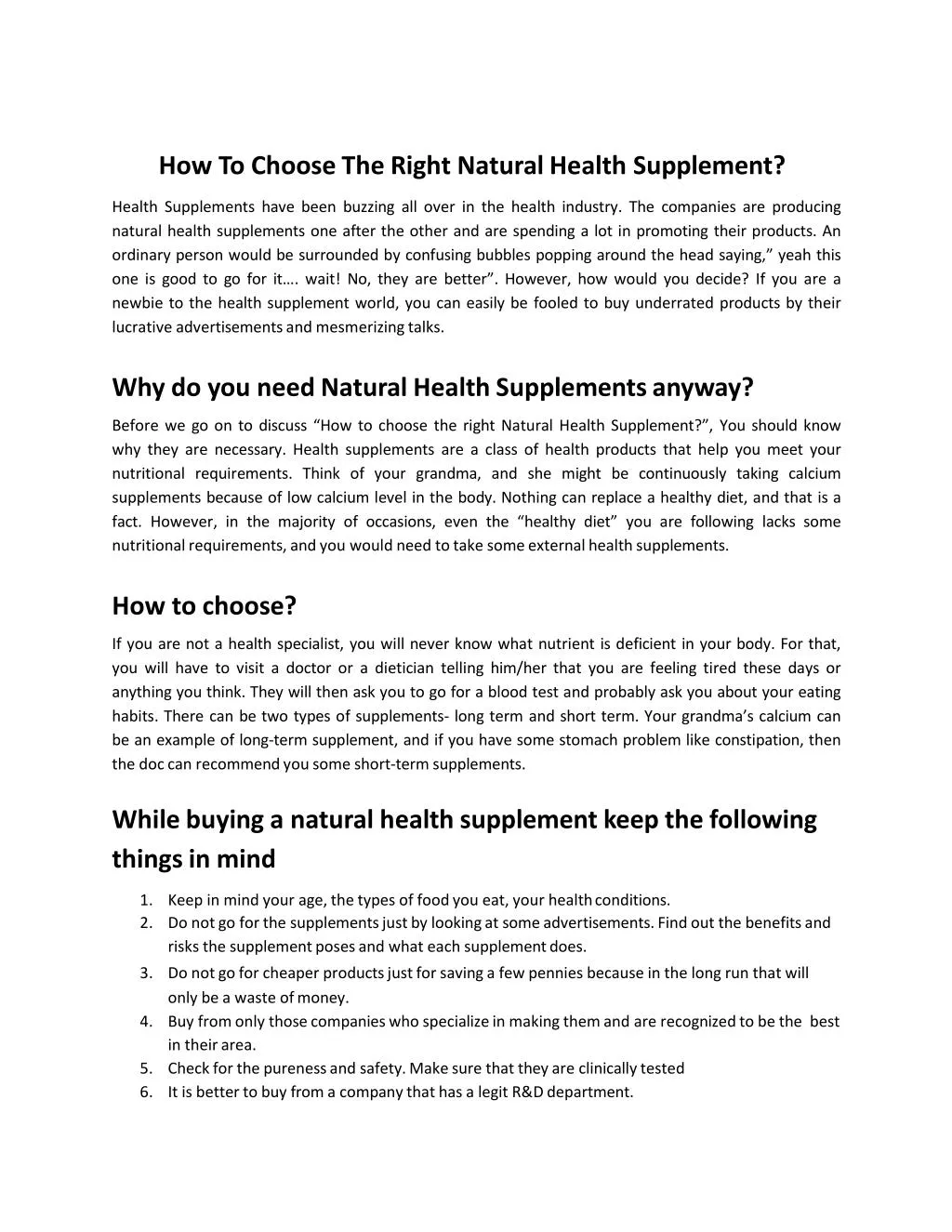 how to choose the right natural health supplement n.