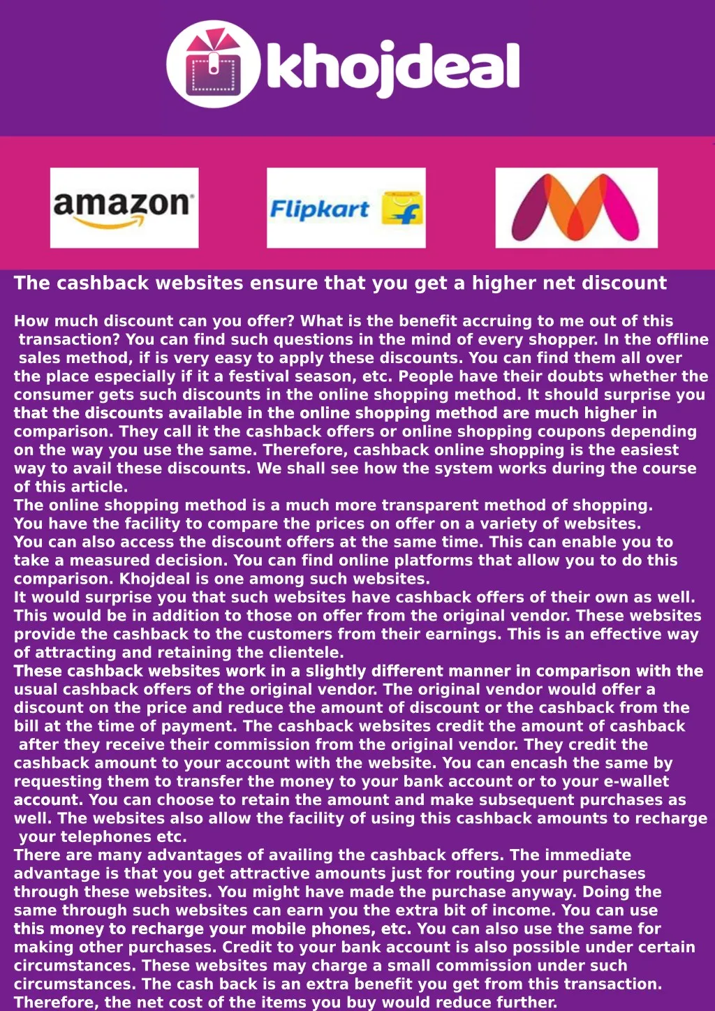 the cashback websites ensure that n.