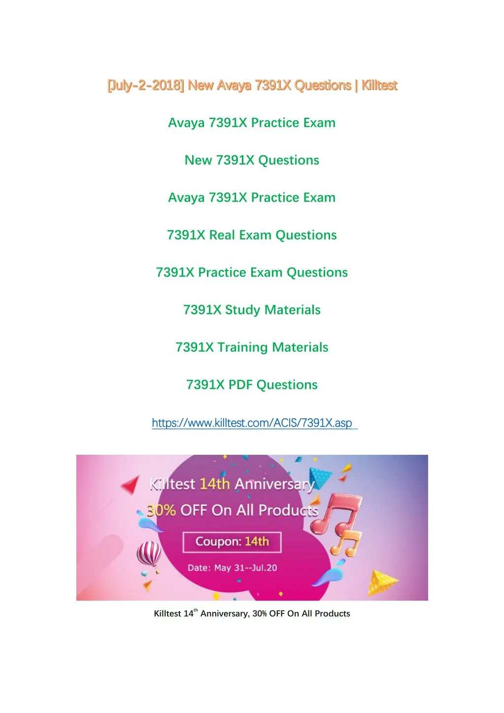 Latest 71801X Exam Answers