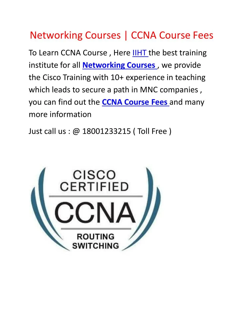 PPT Cisco Training Networking Courses CCNA Course Fees PowerPoint