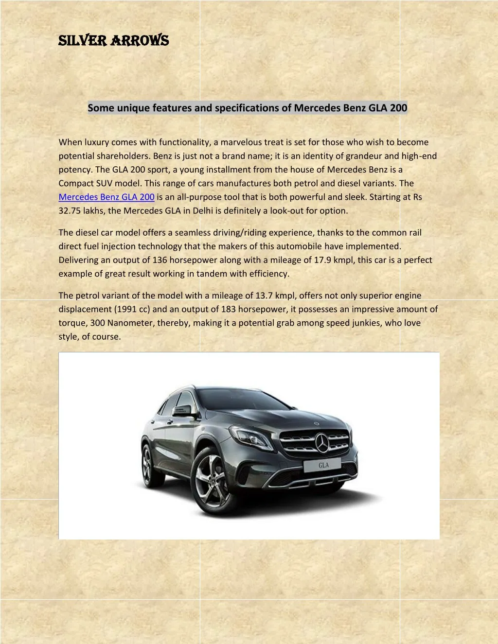 Ppt Some Unique Features And Specifications Of Mercedes