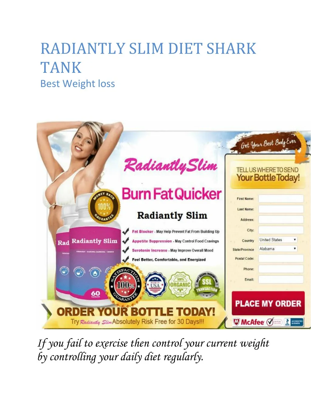radiantly slim diet shark tank best weight loss n.