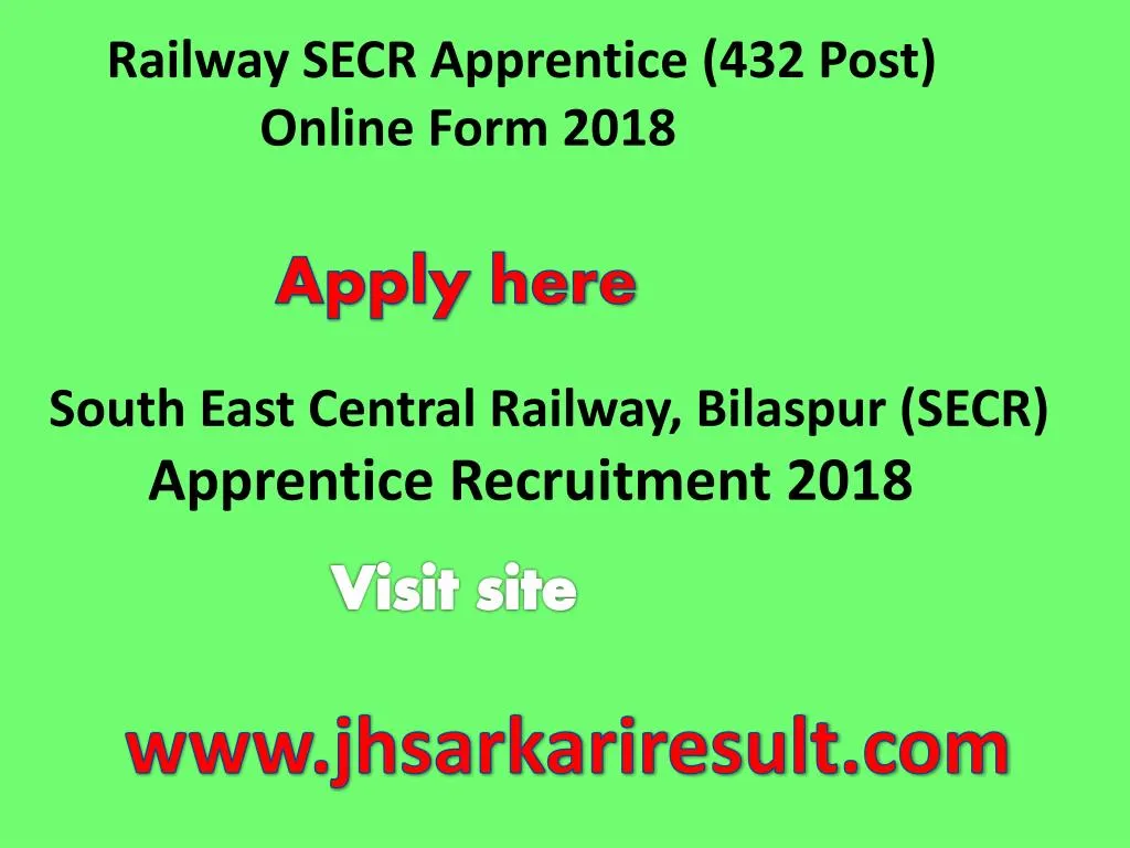 railway secr apprentice 432 post online form 2018 n.