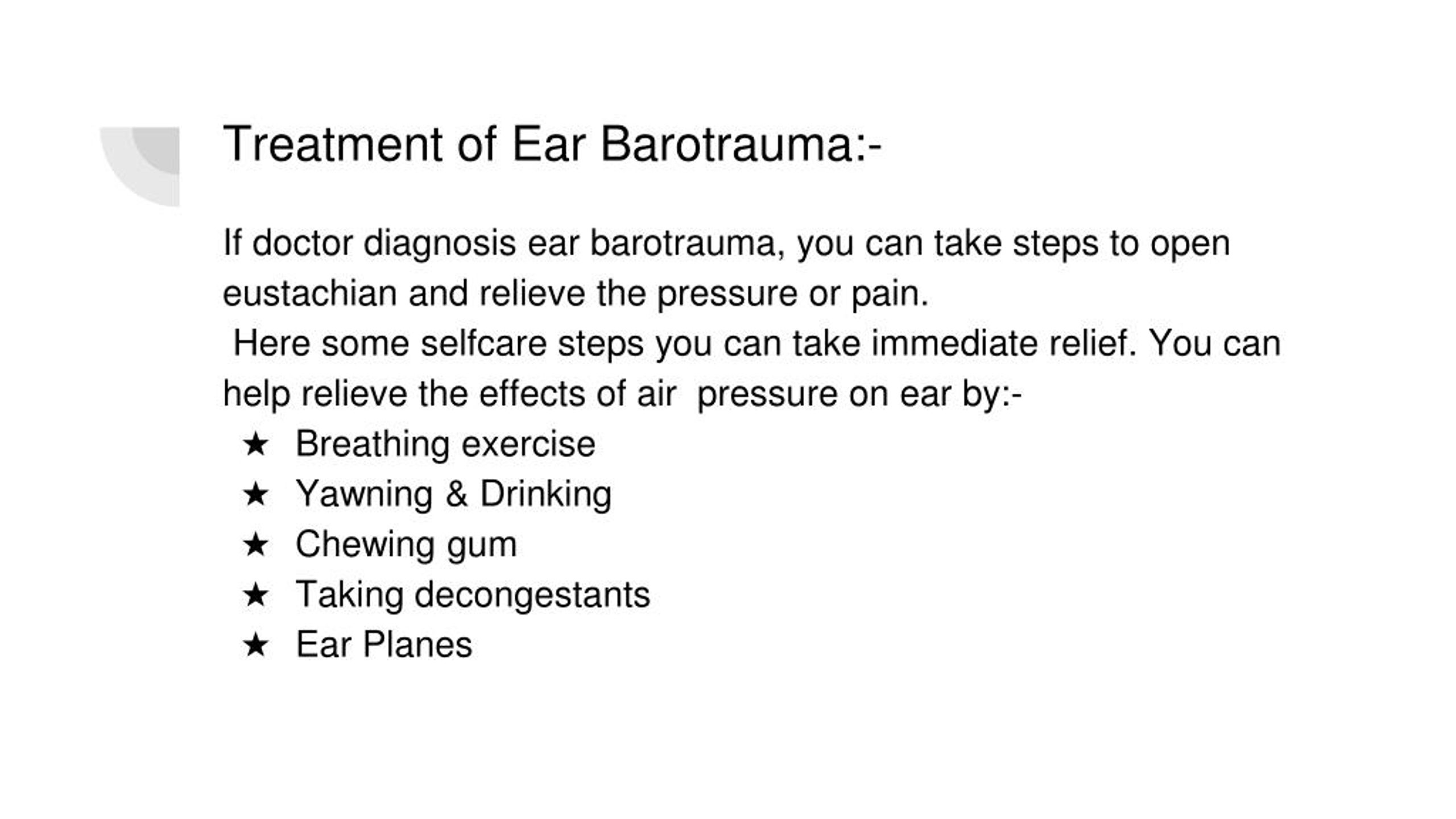 diving barotrauma ear treatment