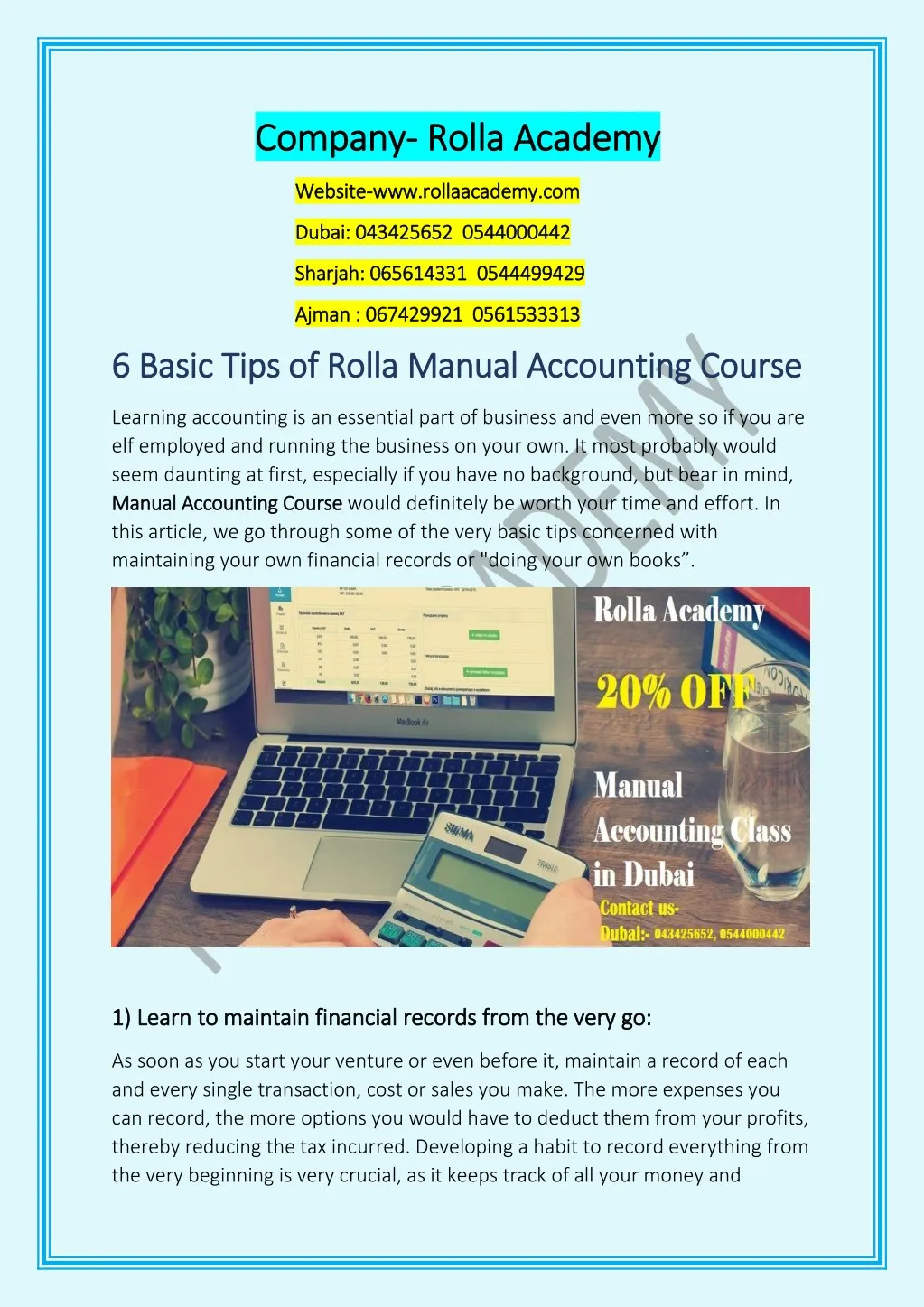 PPT 6 Basic Tips of Rolla Manual Accounting Course PowerPoint