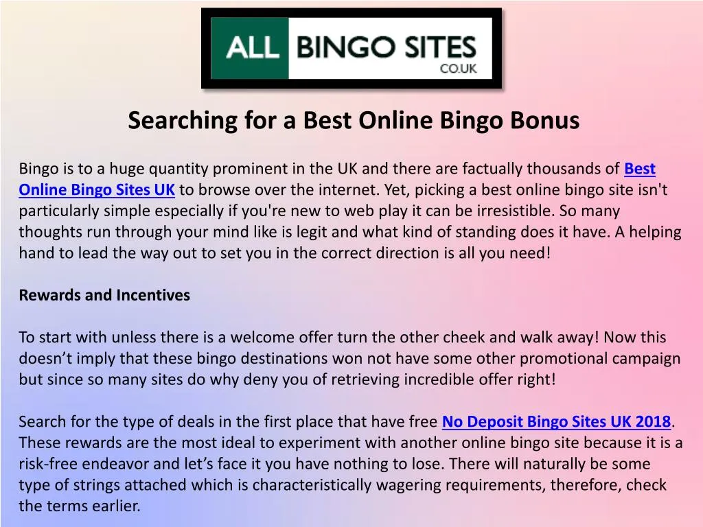 searching for a best online bingo bonus n.
