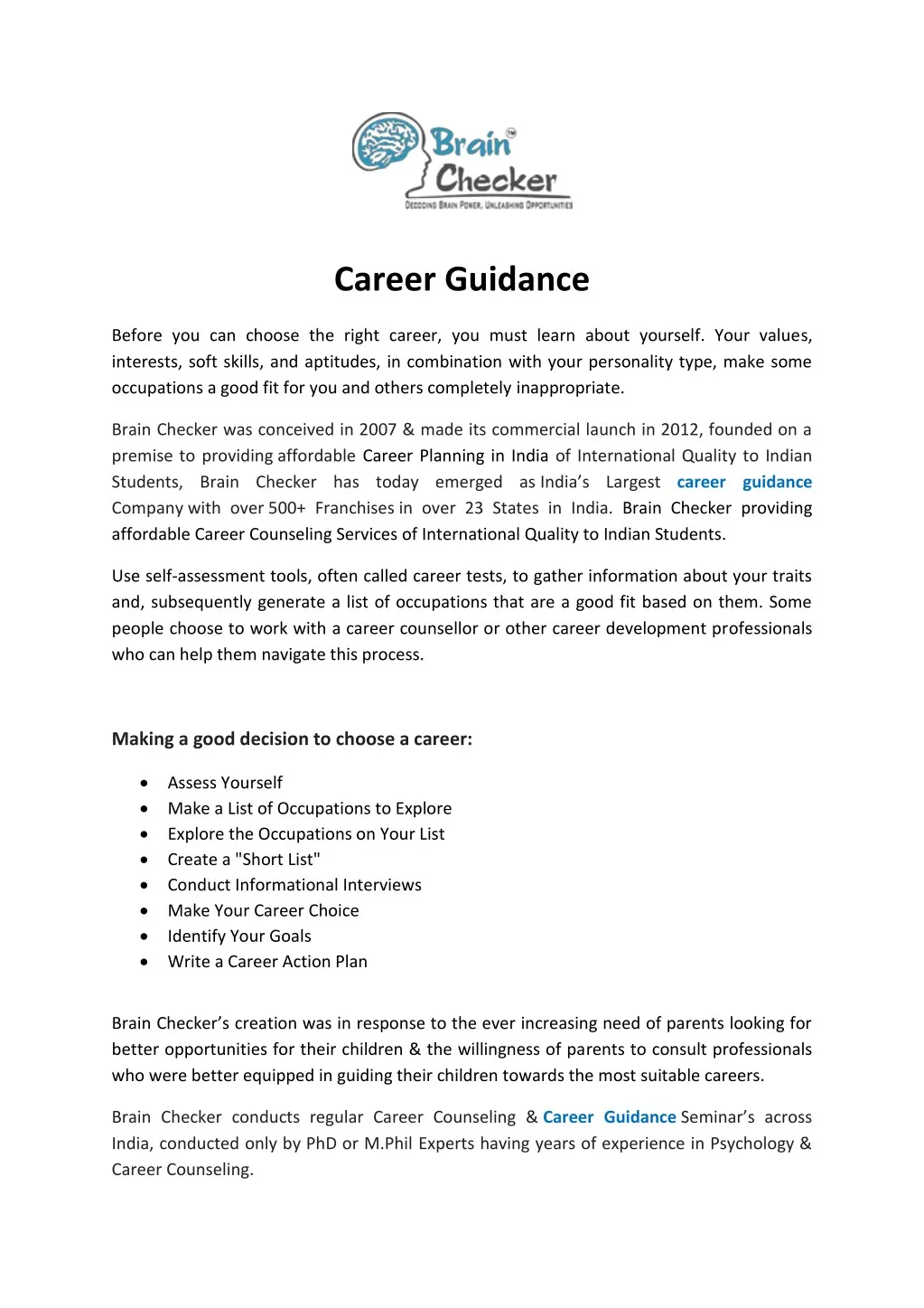 career guidance case study examples