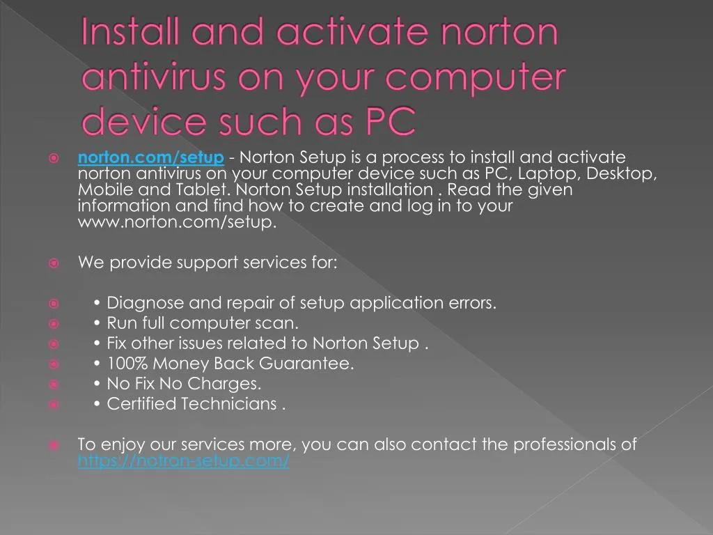 install and activate norton antivirus on your computer device such as pc n.