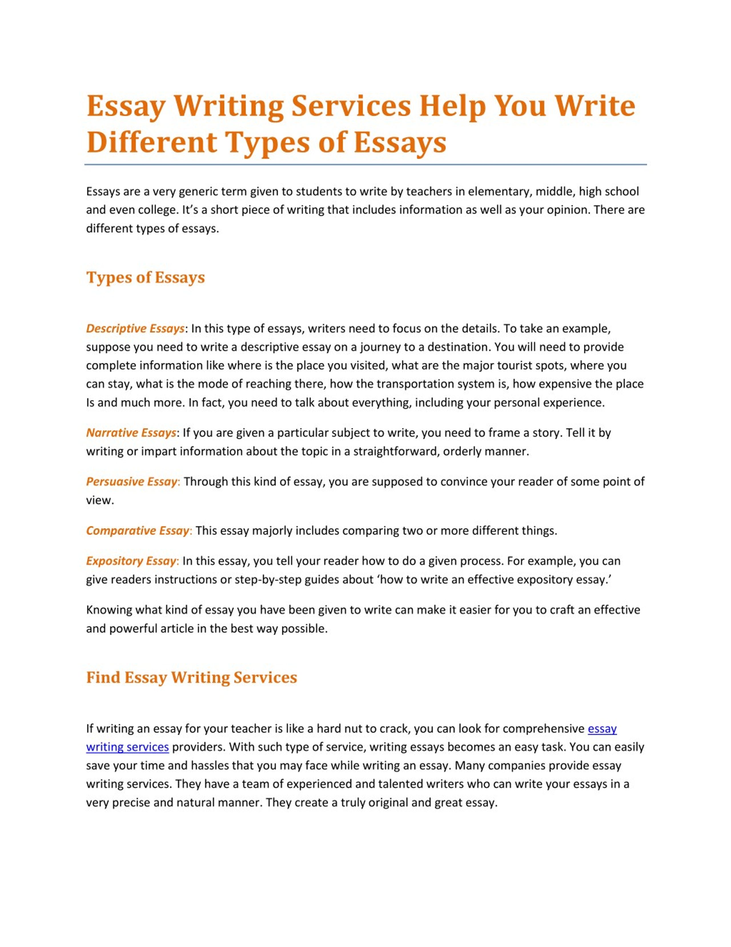 different services essay