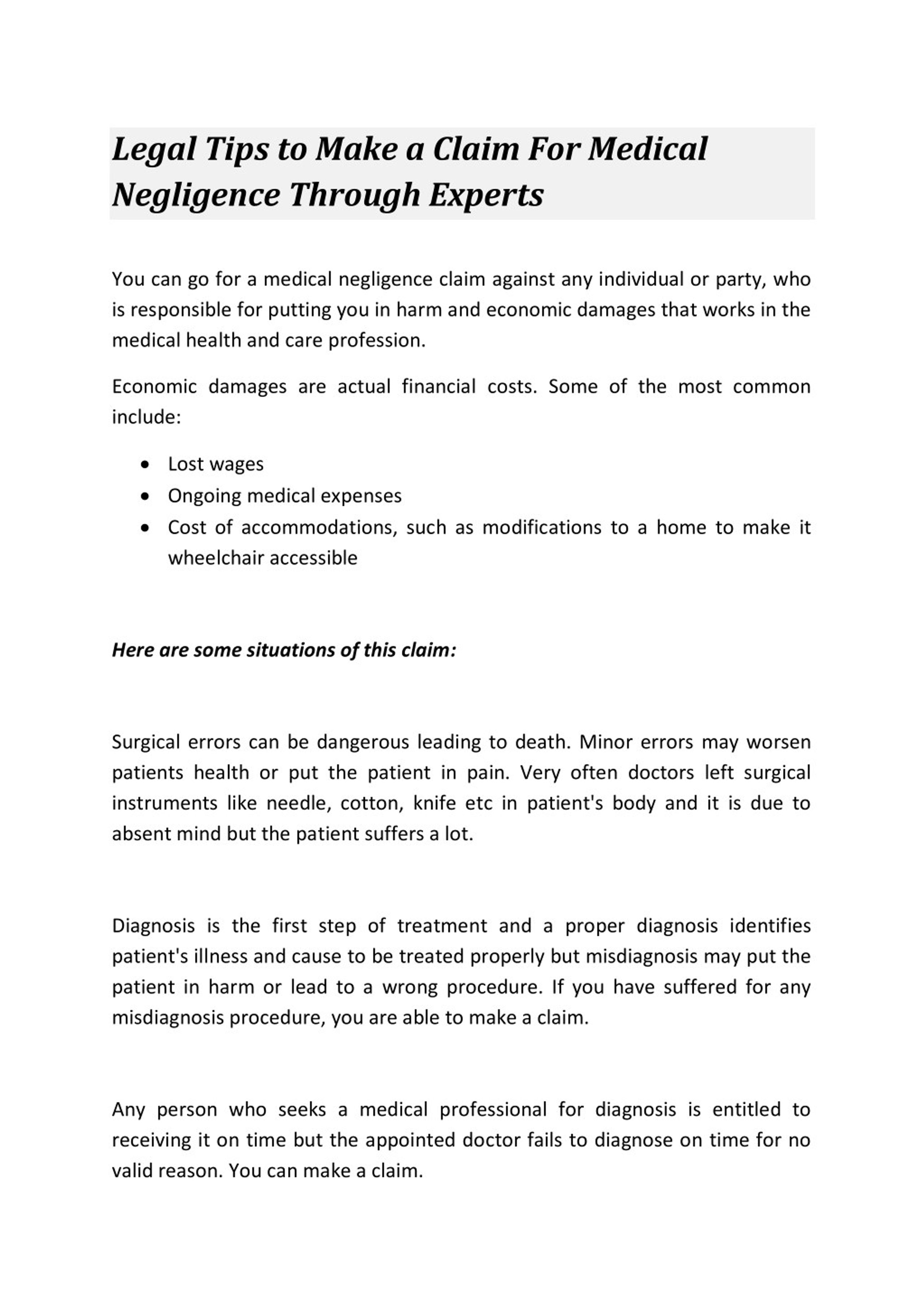 Ppt Legal Tips To Make A Claim For Medical Negligence Through Experts Powerpoint Presentation 