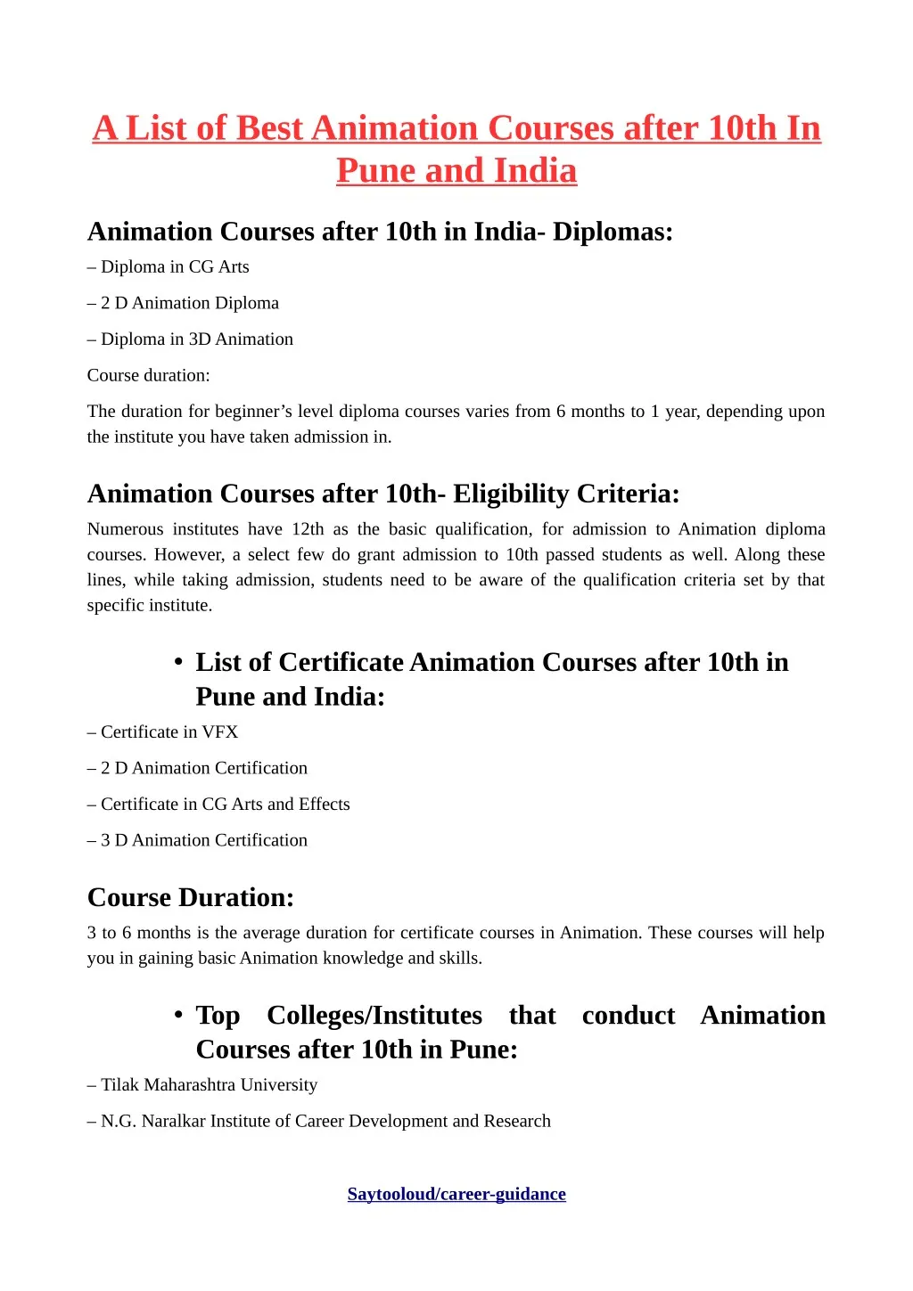 PPT - A List of Best Animation Courses after 10th In Pune and India  PowerPoint Presentation - ID:7930917