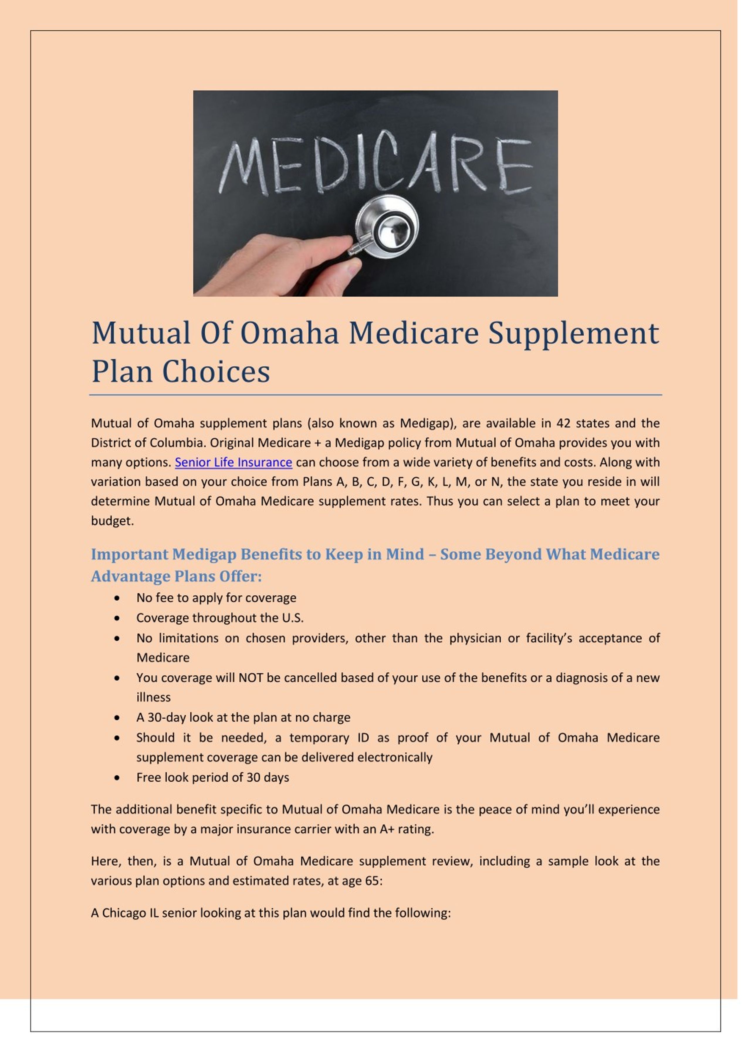 PPT Mutual of Omaha Medicare Supplement Plan Choices