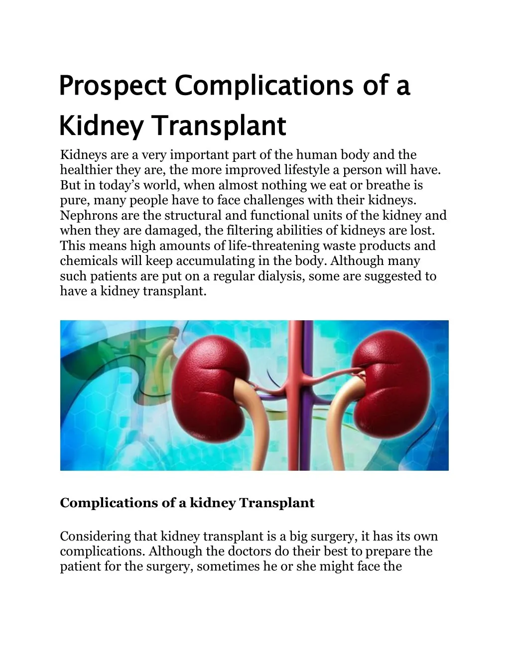 Ppt Prospect Complications Of A Kidney Transplant Powerpoint