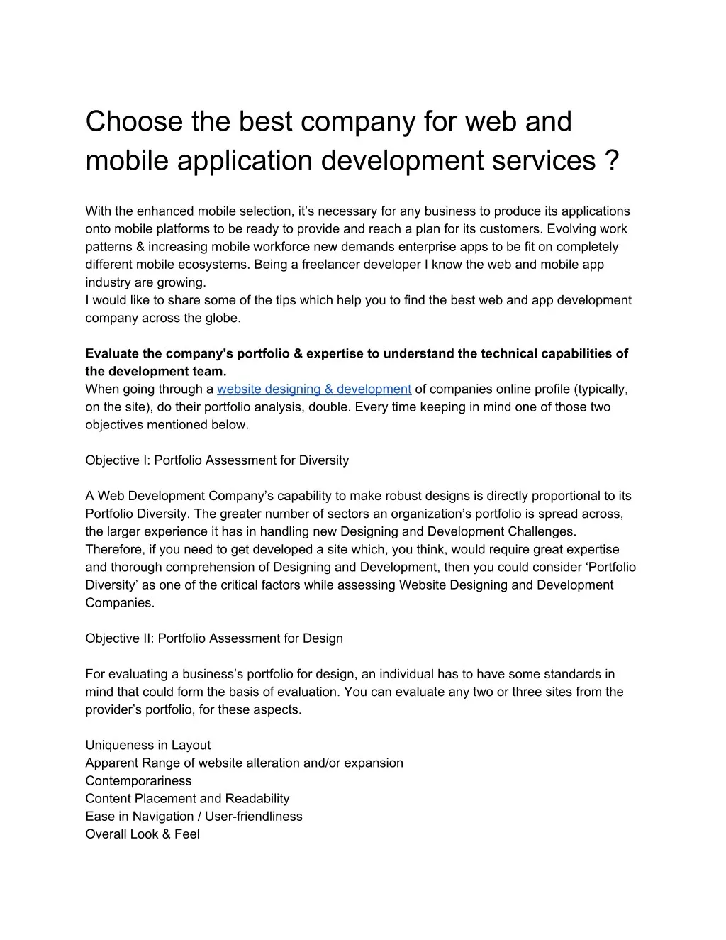 choose the best company for web and mobile n.
