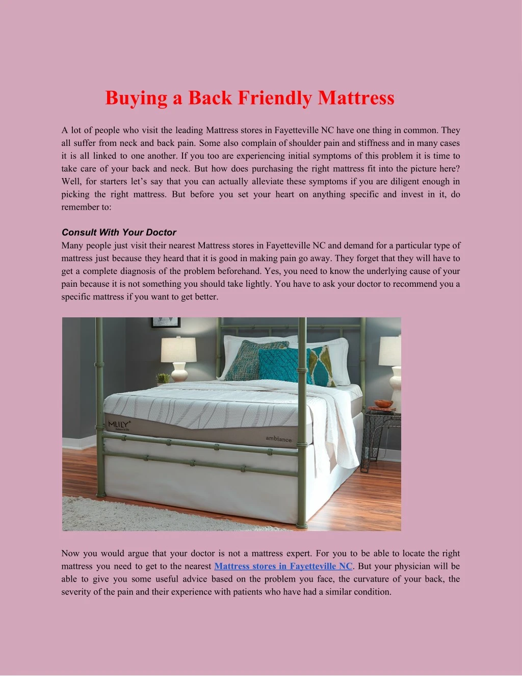 buying a back friendly mattress n.
