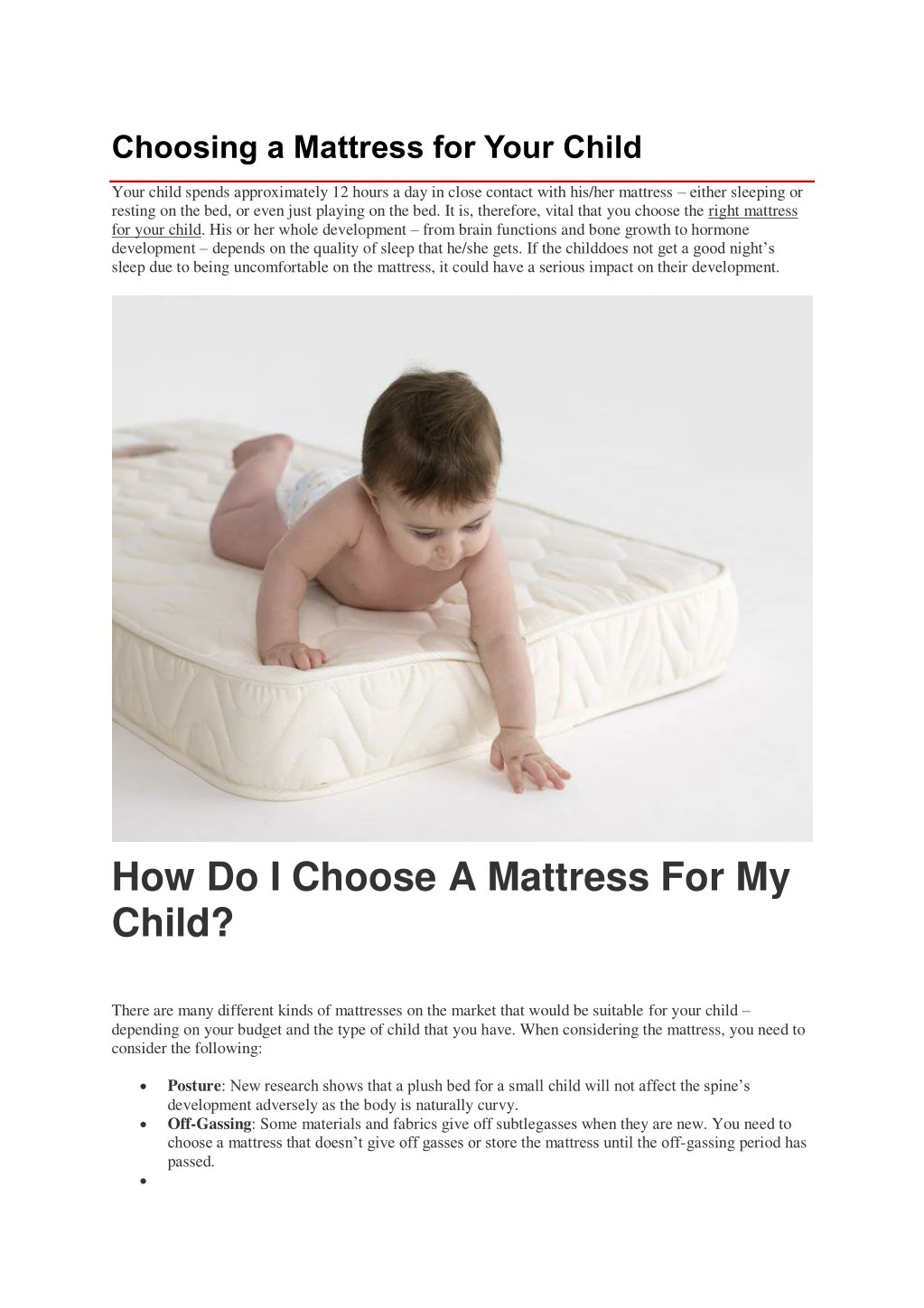 choosing a mattress for your child n.