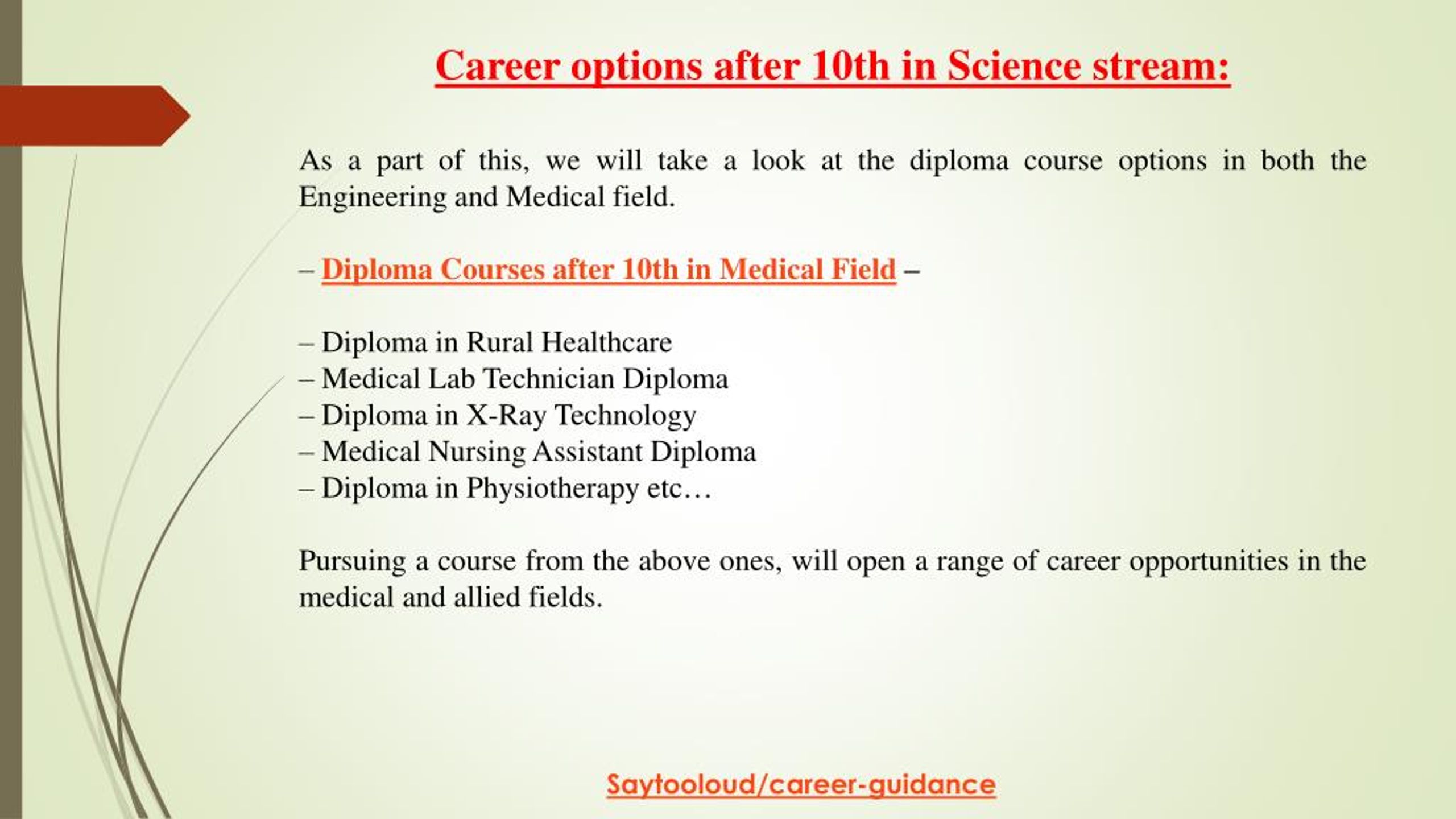 PPT - A List Of Best Career Options After 10th In Science Stream ...