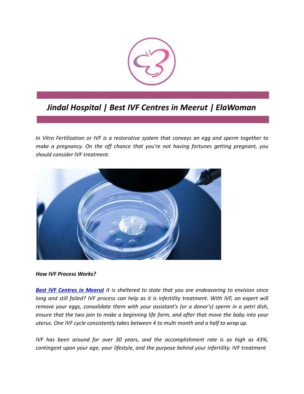 Ppt Jindal Hospital Best Ivf Centres In Meerut Elawoman