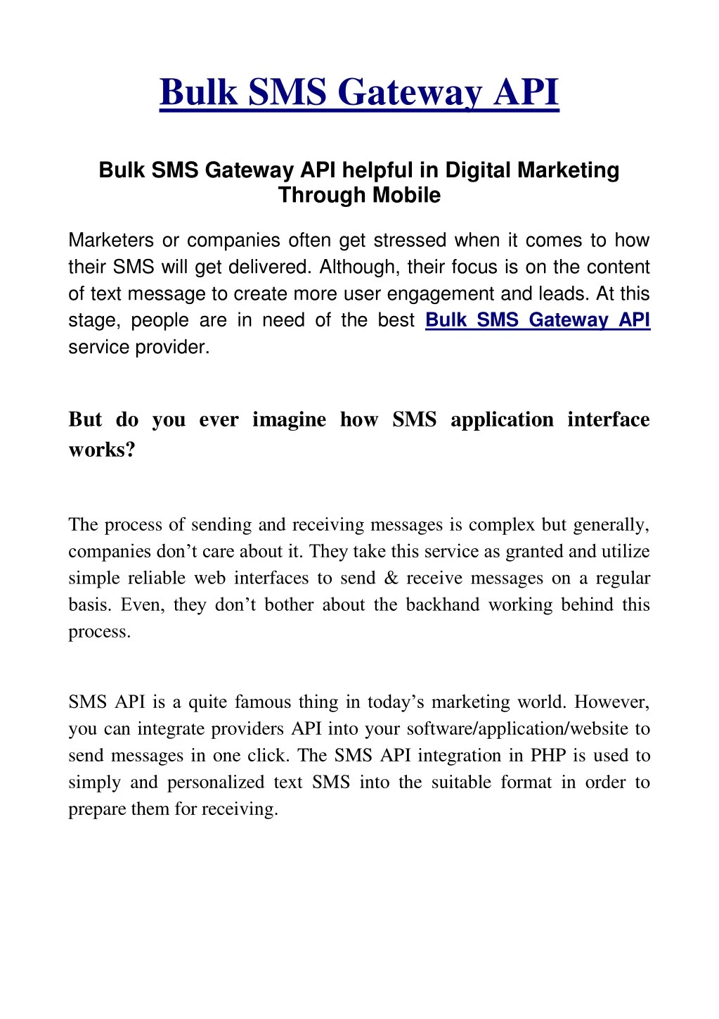 PPT - Bulk SMS Gateway API Helpful In Digital Marketing Through Mobile ...