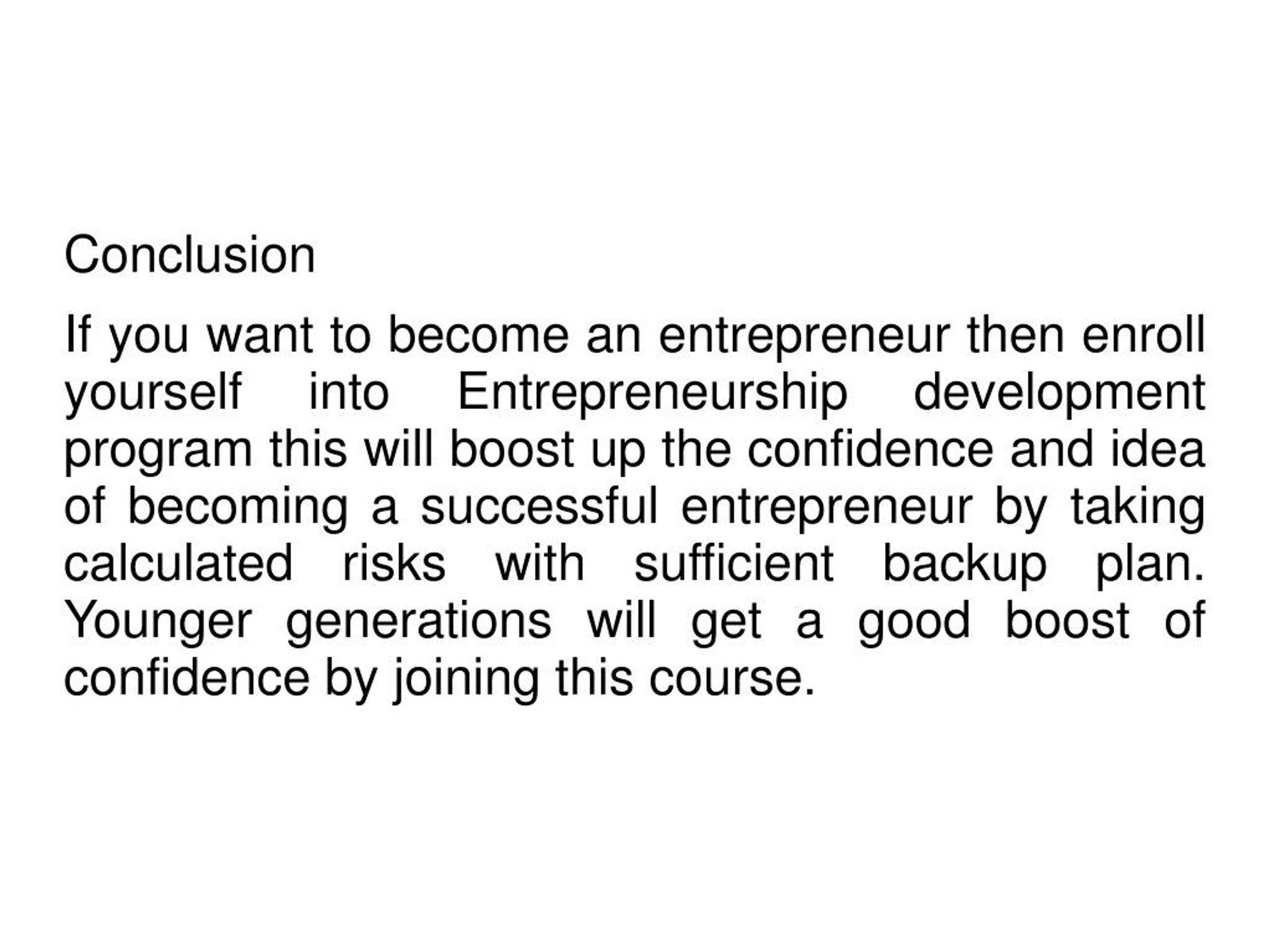 conclusion of entrepreneur