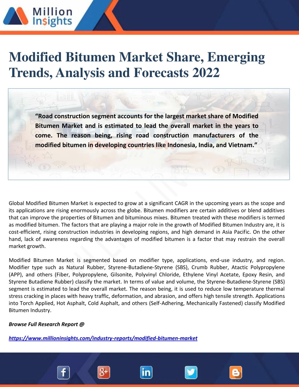 modified bitumen market share emerging trends n.
