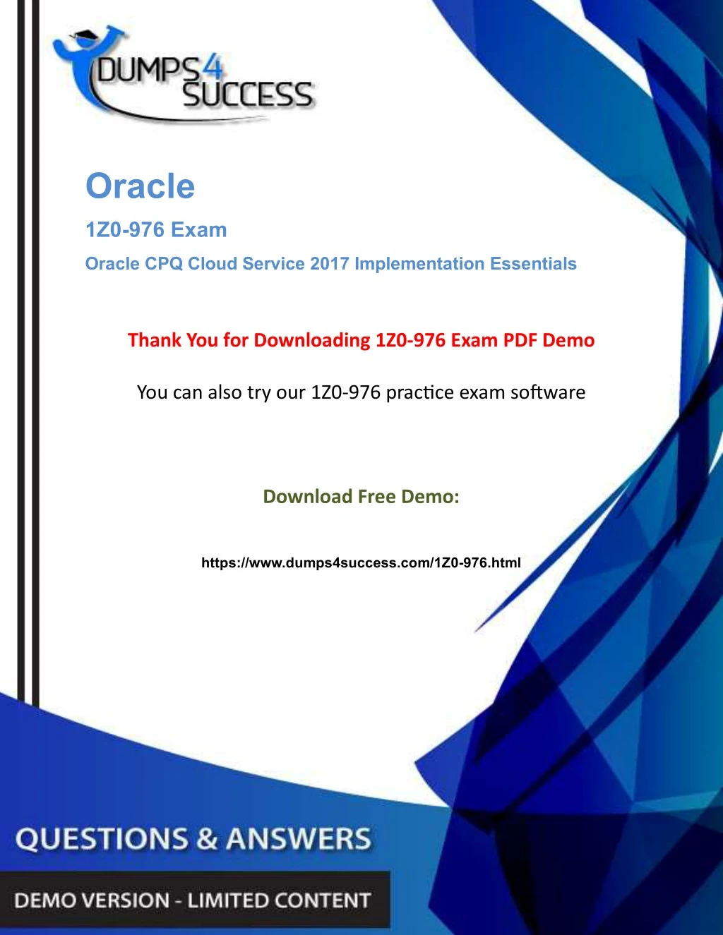 Pdf Oracle Cpq Cloud 1z0 976 Certification Questions And