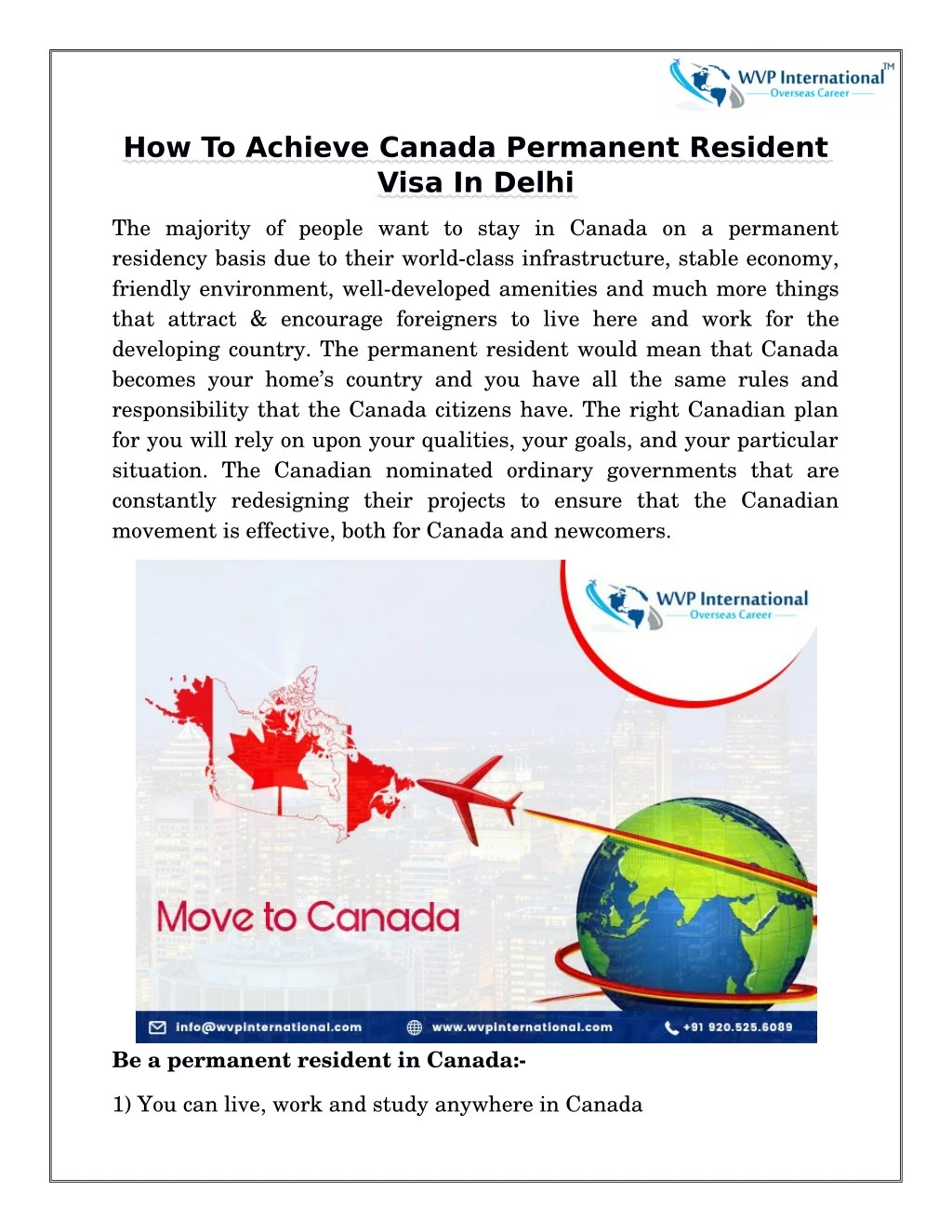 PPT - How To Achieve Canada Permanent Resident Visa In Delhi PowerPoint ...