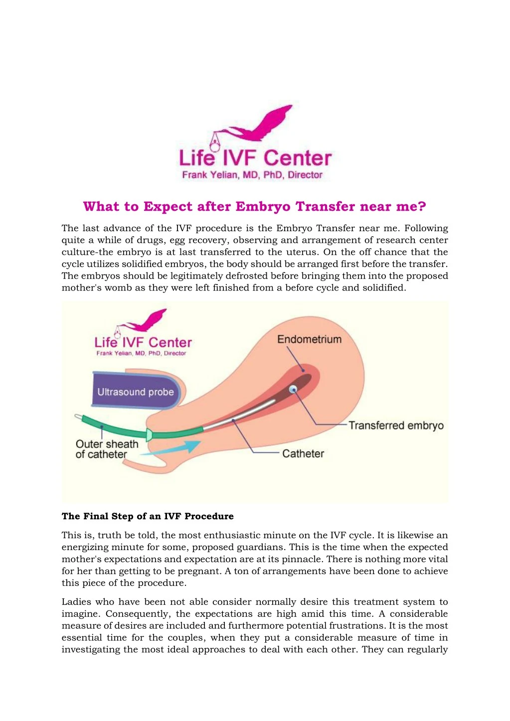 PPT - What to Expect after Embryo Transfer near me? PowerPoint