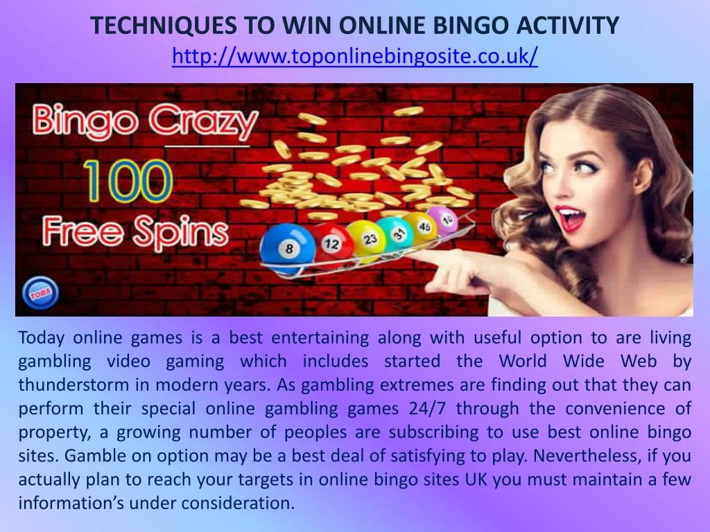 techniques to win online bingo activity http www toponlinebingosite co uk n.