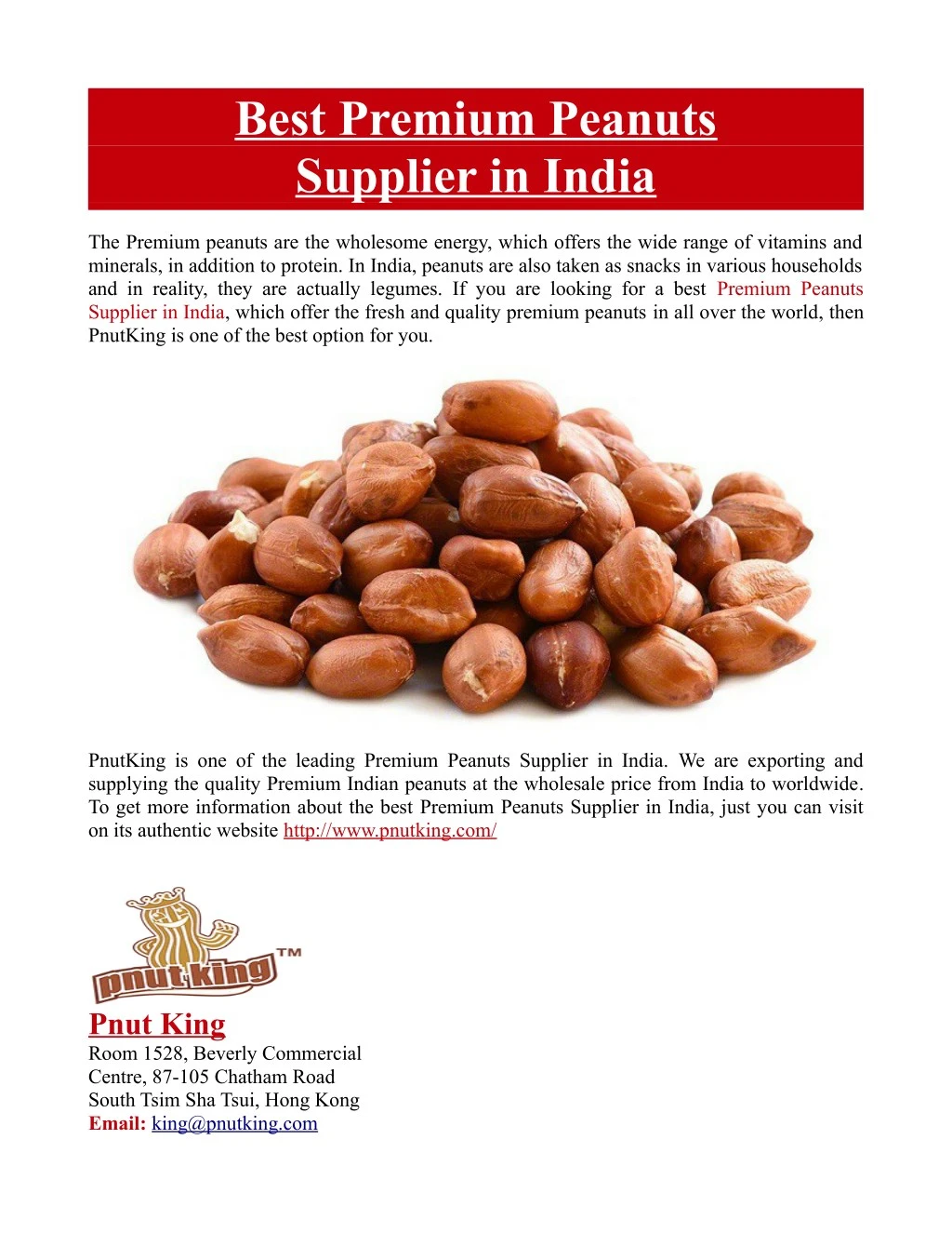 best premium peanuts supplier in india n.