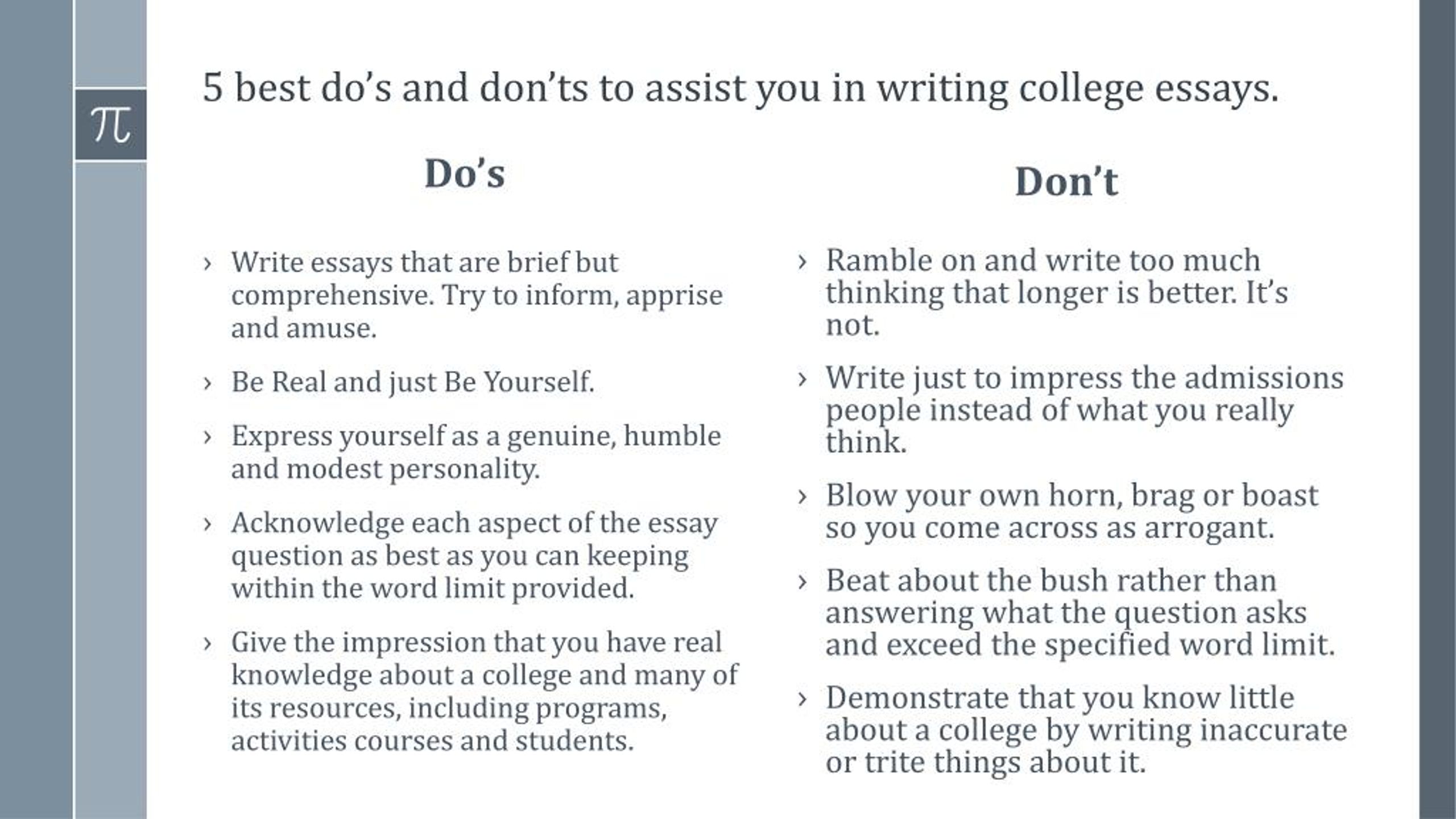 common app essays dos and don'ts