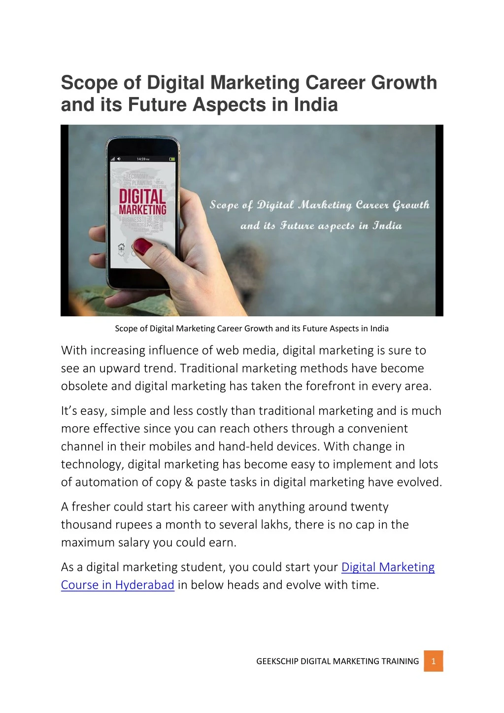 Ppt Scope Of Digital Marketing Career Growth And Its Future Aspects In India Powerpoint 7163