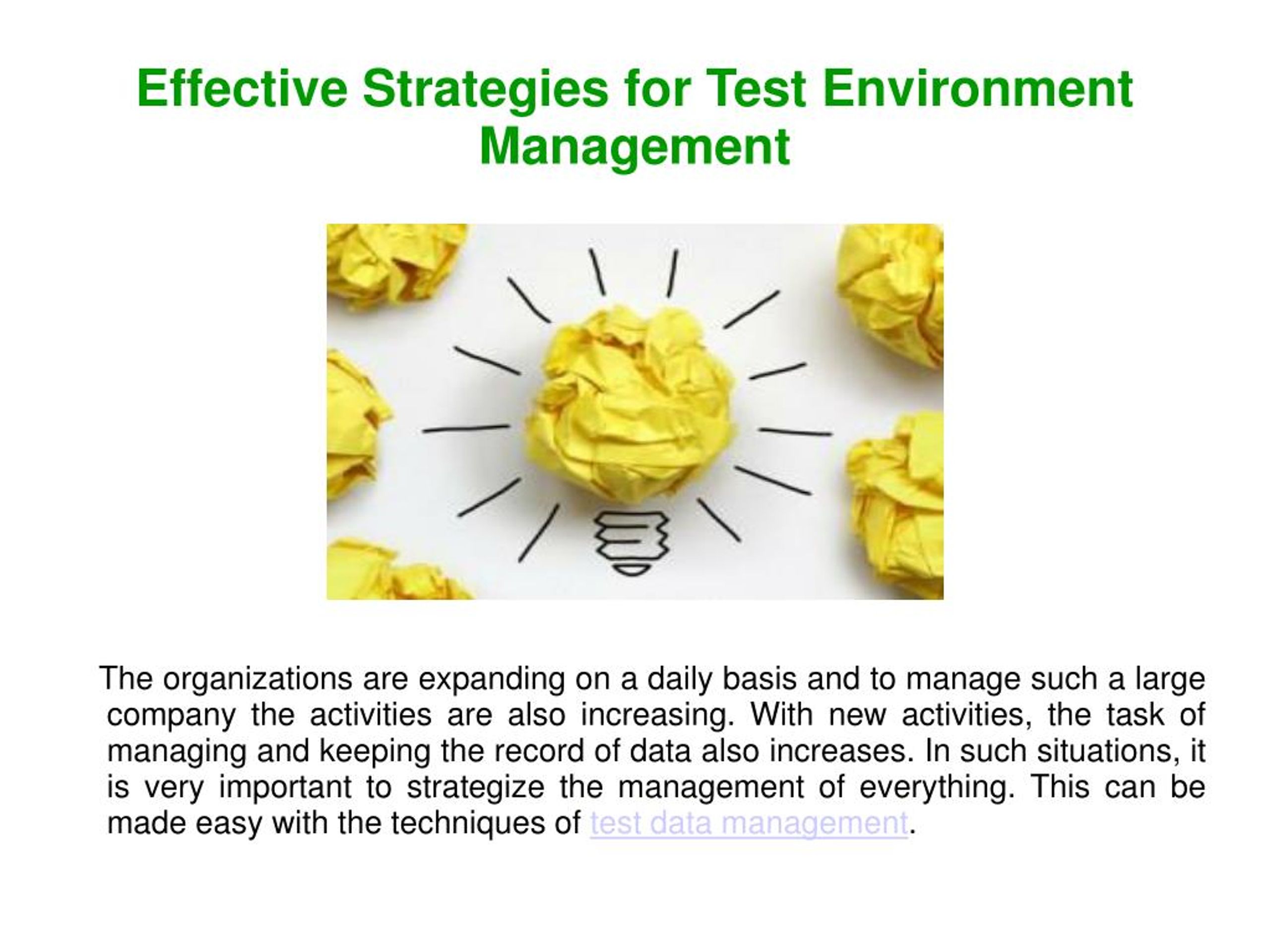 PPT Effective Strategies for Test Environment Management PowerPoint