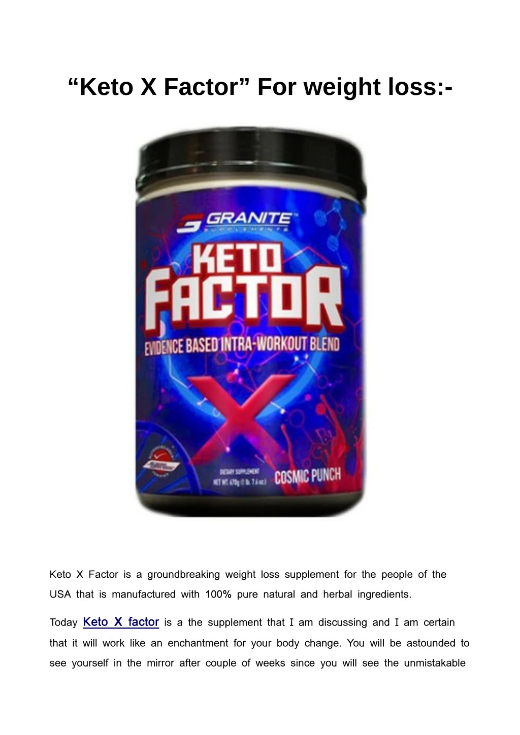 keto x factor for weight loss n.