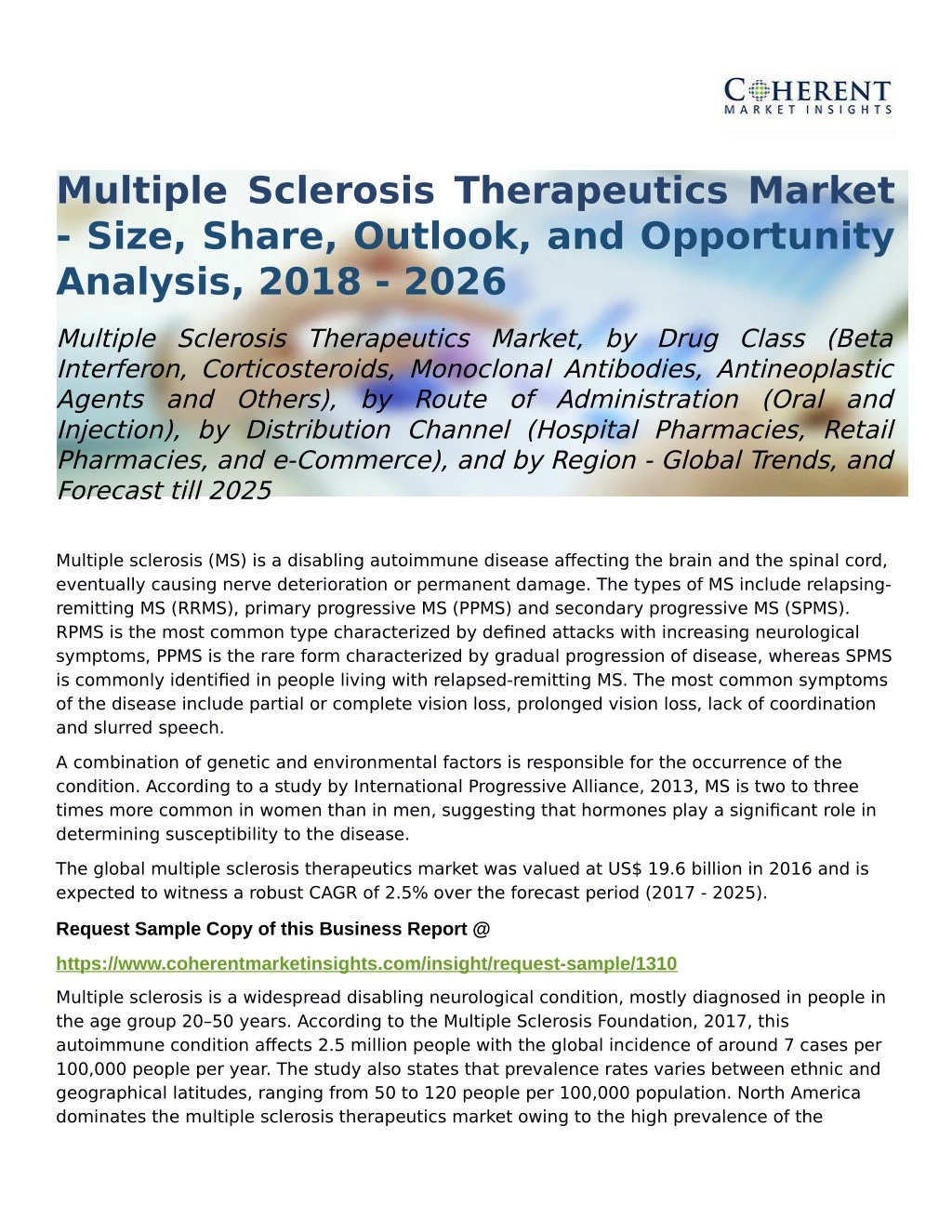 PPT Multiple Sclerosis Therapeutics Market Forecast till 2025