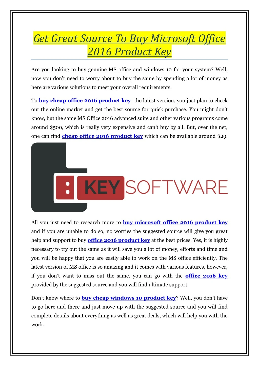 ms office 2016 windows 10 product key