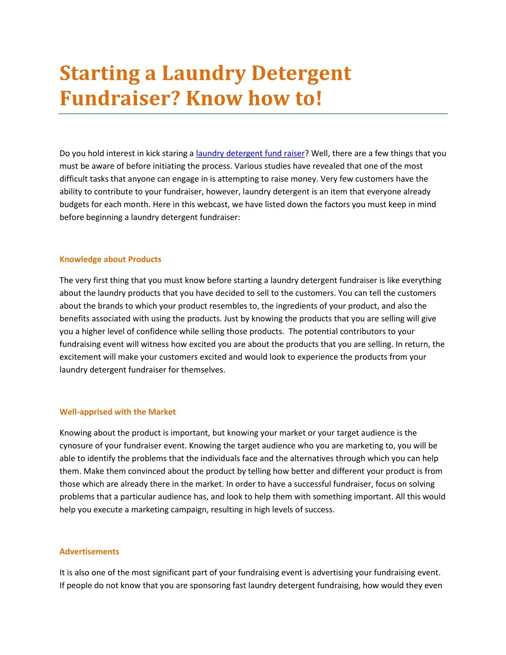PPT Starting a Laundry Detergent Fundraiser PowerPoint Presentation