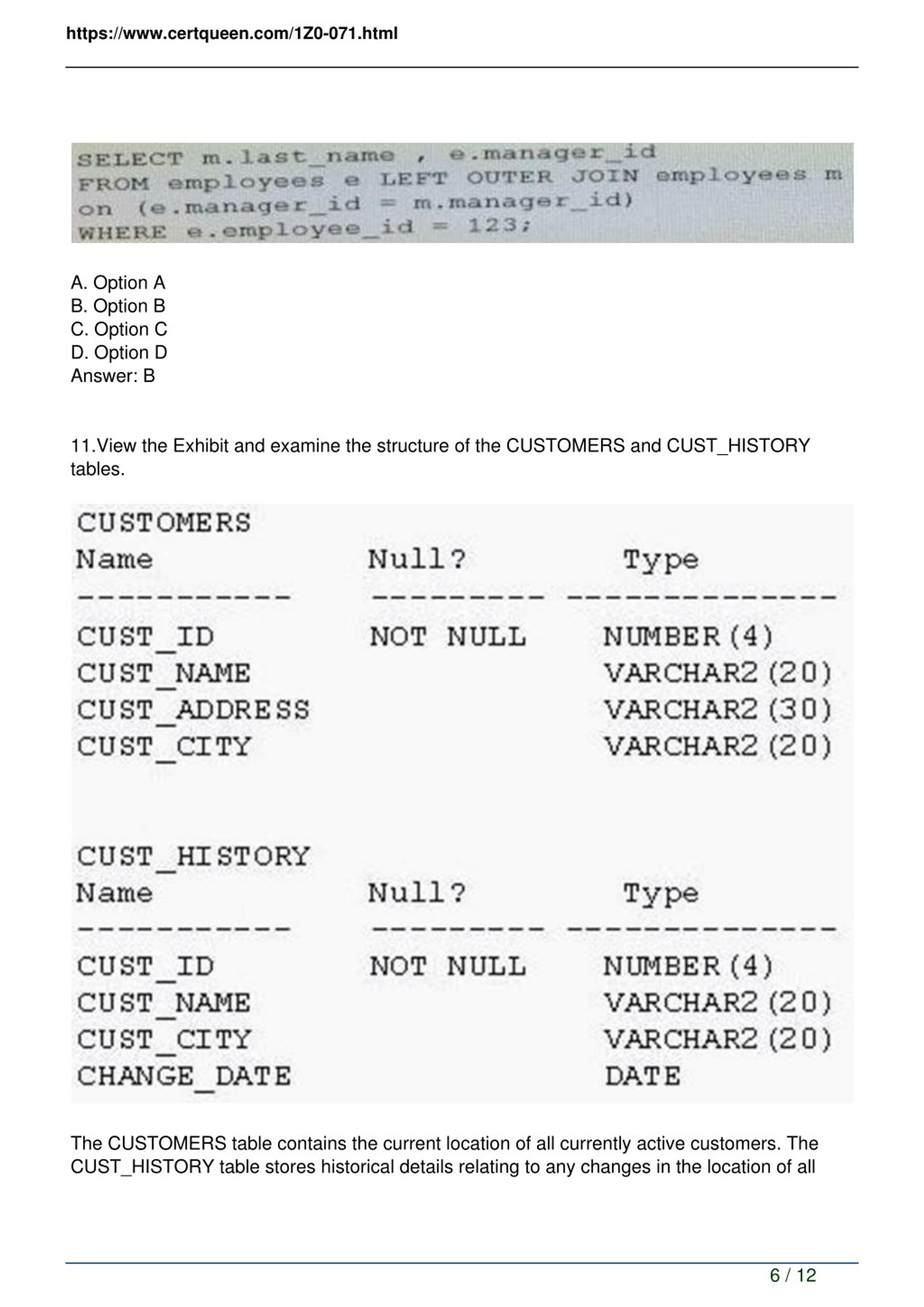 Pass 1z0-071 Exam