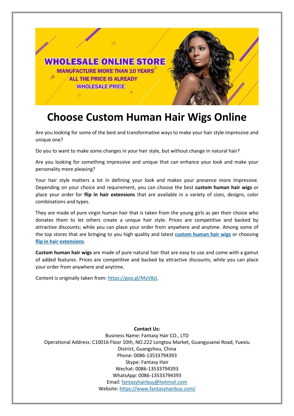 Ppt Choose Custom Human Hair Wigs Online Powerpoint Presentation