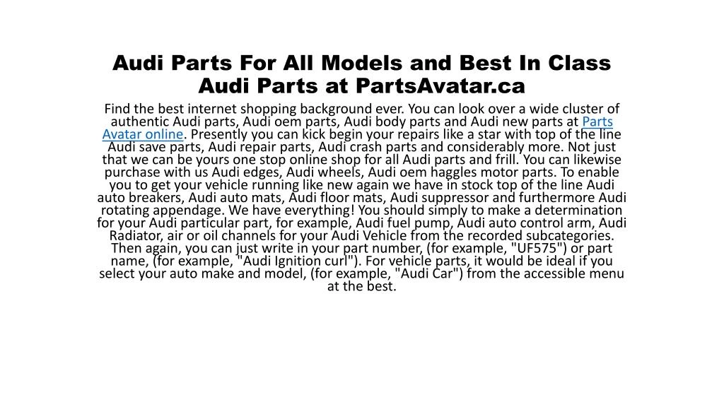 audi parts for all models and best in class audi parts at partsavatar ca n.