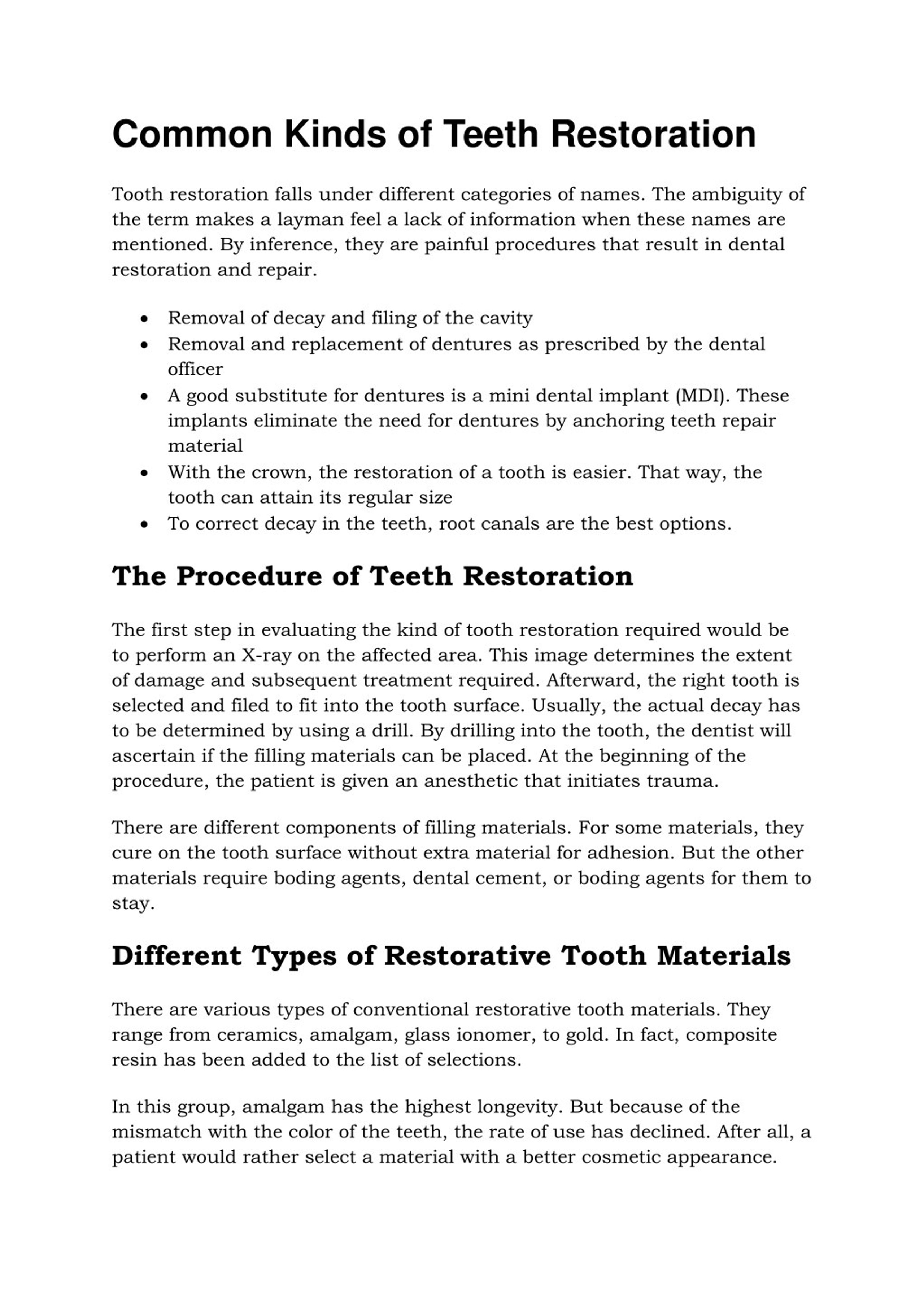 Ppt Common Kinds Of Teeth Restoration Powerpoint Presentation