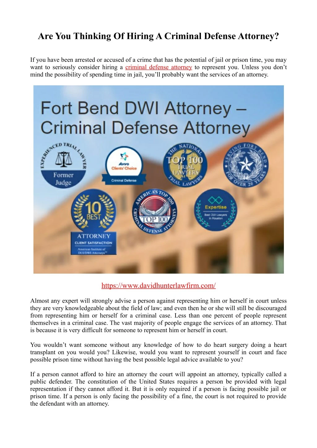 are you thinking of hiring a criminal defense n.