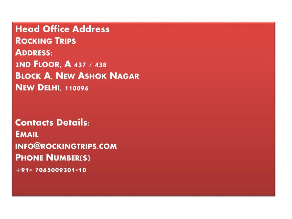 head office address rocking trips address n.
