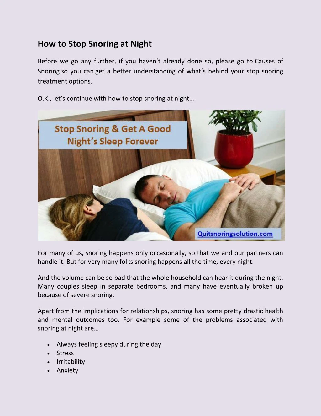 PPT How to Stop Snoring at Night PowerPoint Presentation, free