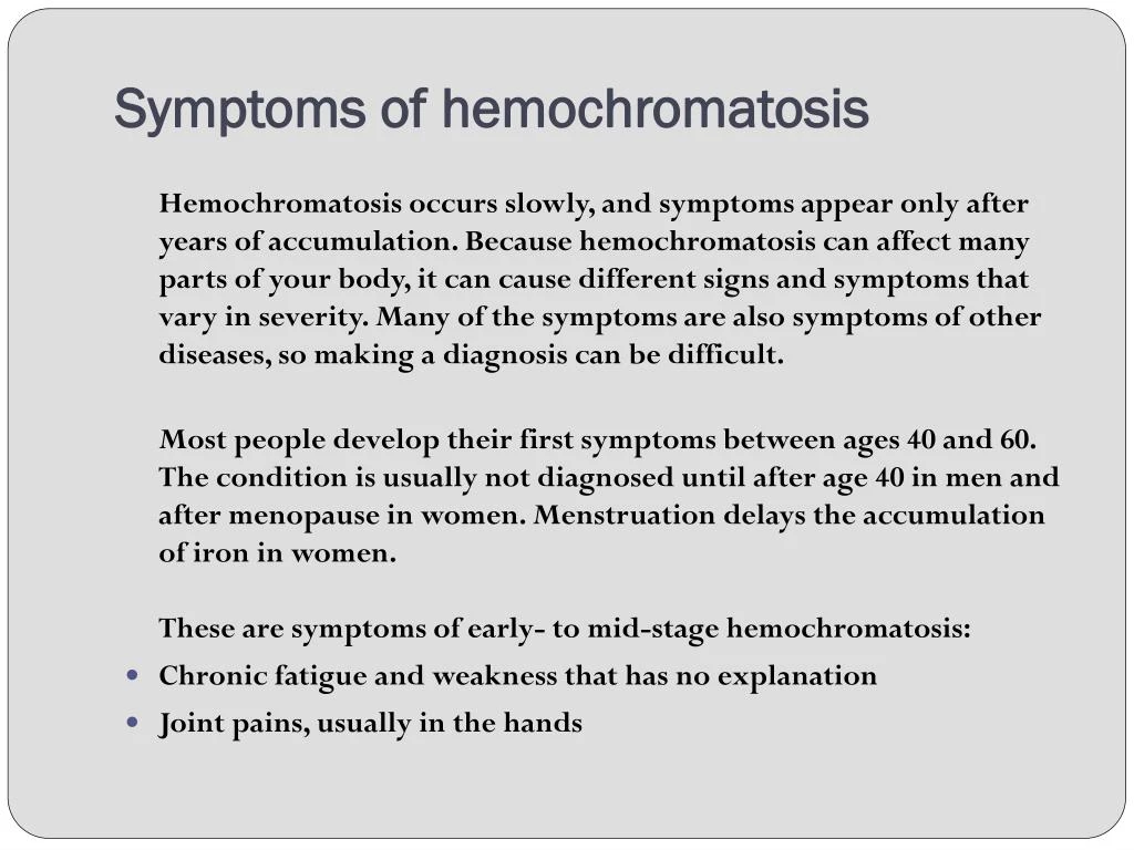 PPT - Hemochromatosis PowerPoint Presentation - ID:7958275