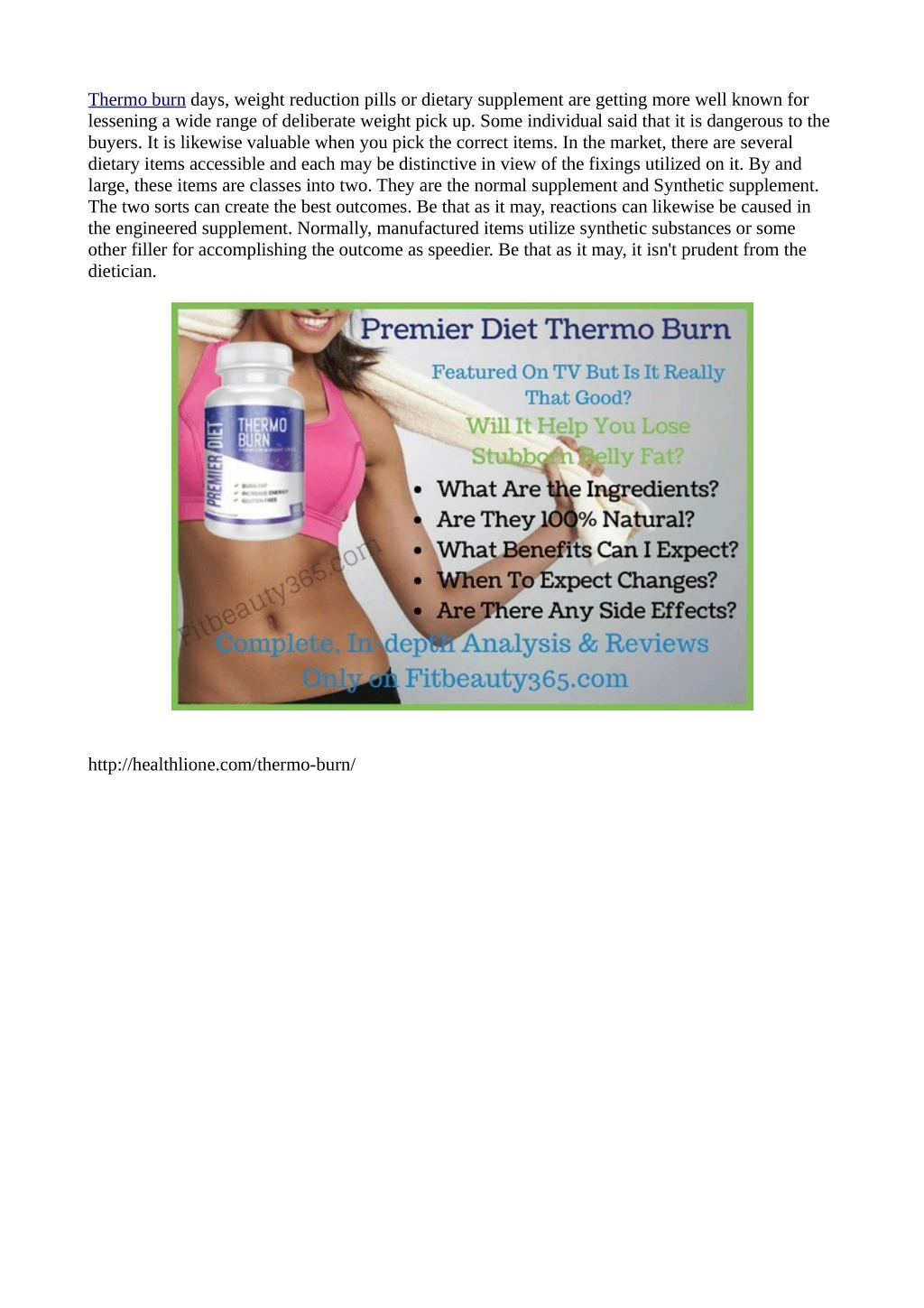 thermo burn days weight reduction pills n.