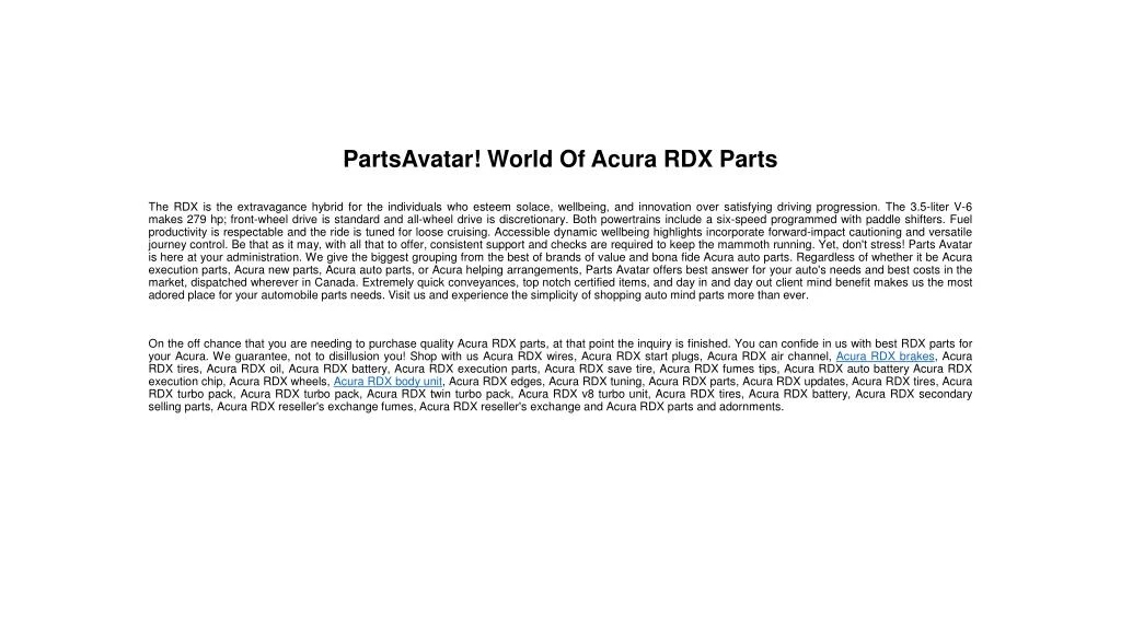 partsavatar world of acura rdx parts n.